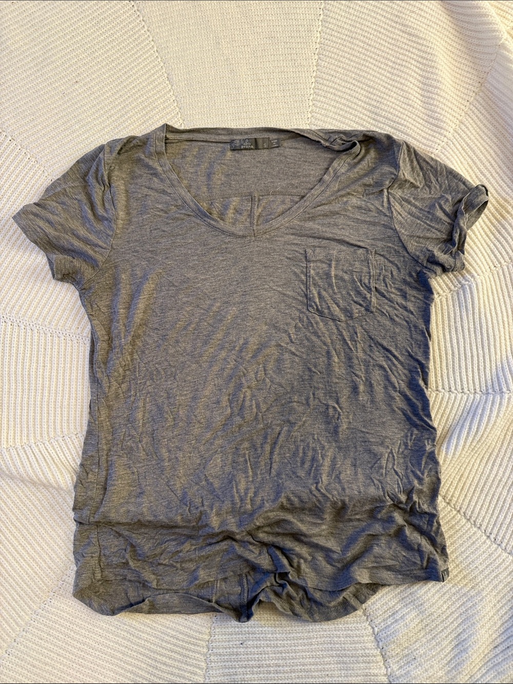 Prana Women's Heather Gray V-Neck Pocket Tee